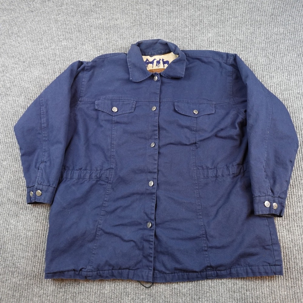Outback Trading Jacket Mens XL Blue Canvas Sherpa Lined Western Parka